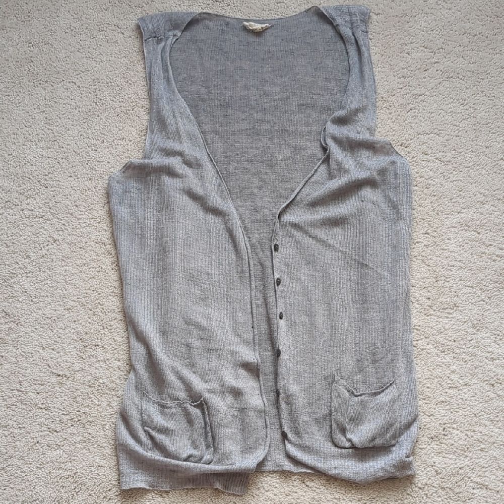 Eileen Fisher 100% Linen Vest Cardigan Size XL